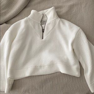 Urban Outfitters cropped white zip up swearshirt